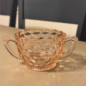 Vintage Pink Glass Sugar Bowl